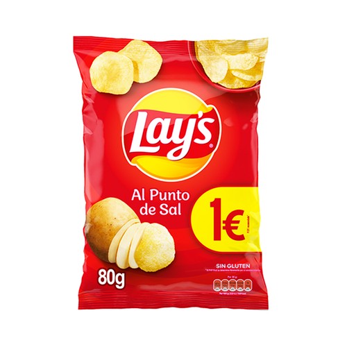 LAY"S Al punto de sal Patatas fritas lisas de bolsa 80 g.
