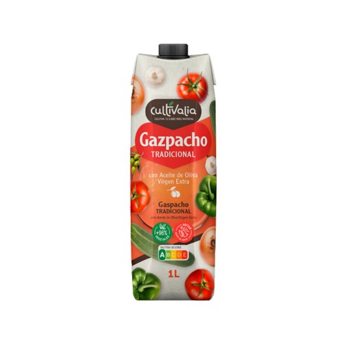 CULTIVALIA Gazpacho tradicional con AOVE e ingredientes naturales brick 1 l.
