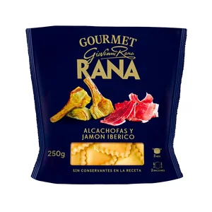 RANA Gourmet Raviolis de pasta fresca rellenos alcachofas y jamón ibérico 250 g.