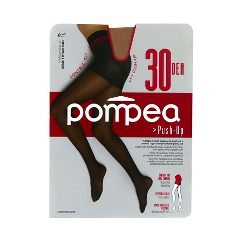 Panty transparente mate con compresión gradual ligera, 30den, POMPEA, color polvere, talla S.