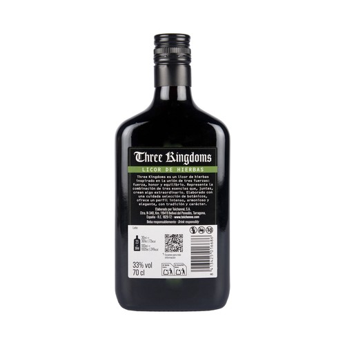 THREE KINGDOMS Licor de hierbas elaborado en Tarragona botella 70 cl.