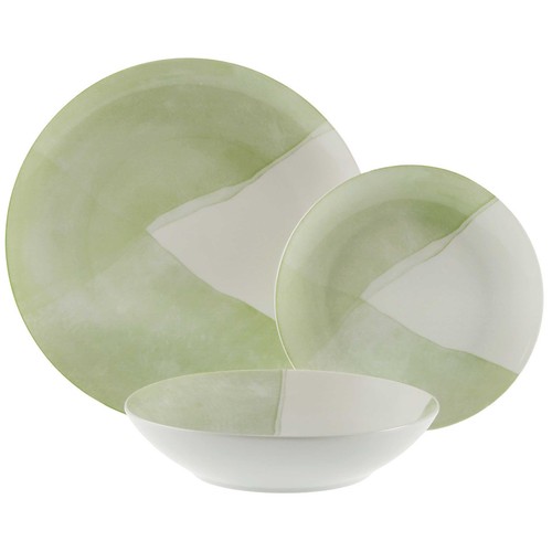 Plato llano porcelana, modelo Picnic verde. VERSA HOME