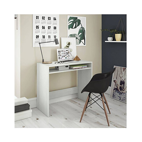 Mesa de escritorio 79 x 78 x 43 cm, color blanco alpes, Oak HABITDESIGN.