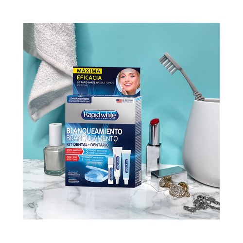 RAPID WHITE Kit dental con tecnología blanqueadora de efecto inmediato.