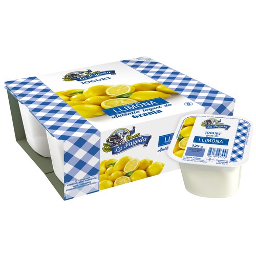 LA FAGEDA Yogur con sabor a limón, elaborado sin gluten 4 x 125 g.