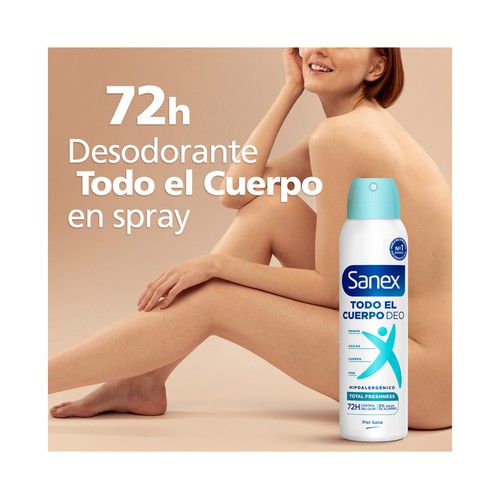 SANEX Total freshness Desodorante en spray unisex para todo el cuerpo (manos, axilas, zonas íntimas ...) 150 ml.