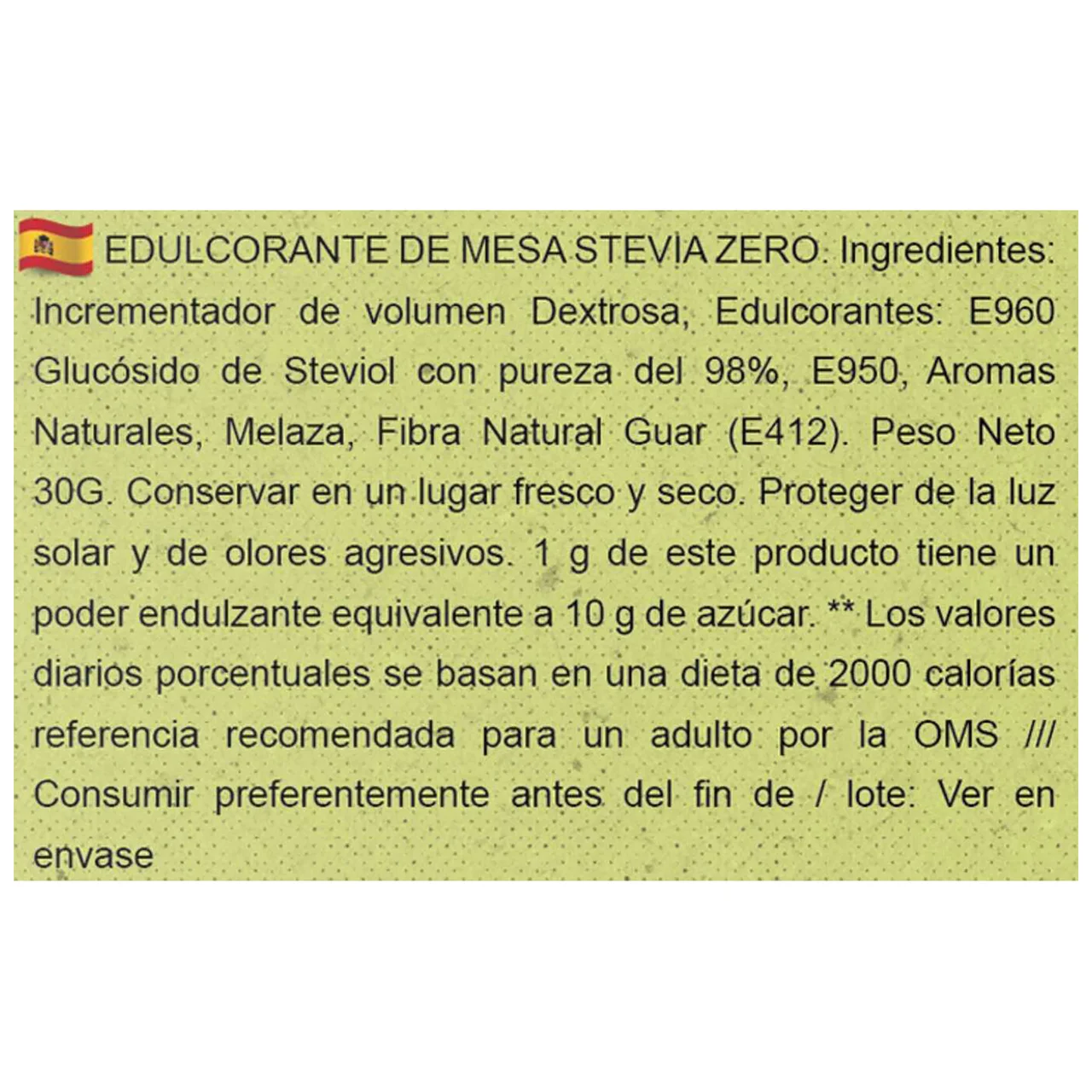 Edulcorante (Stevia) de sabor natural y zero calorias 50 sobres.