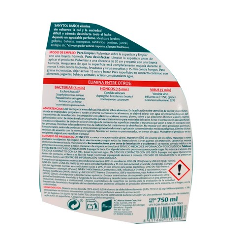 SANYTOL Limpiador especial para baños con desinfectante 750 ml.
