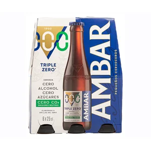 AMBAR Cerveza sin alcohol triple zero (0.0%) pack 6 uds..x 25 cl.