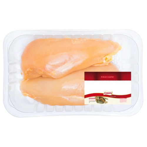 COREN Bandeja con pechugas de pollo blanco sin hueso.