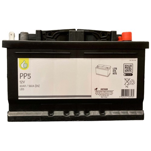 Batería de coche 60Ah, arranque 560A, 12V, ALCAMPO