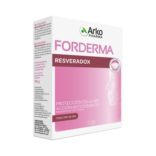ARKOPHARMA Resveradox Complemento alimenticio que ayuda a proteger nuestras celulas del daño oxidativo 30 uds.