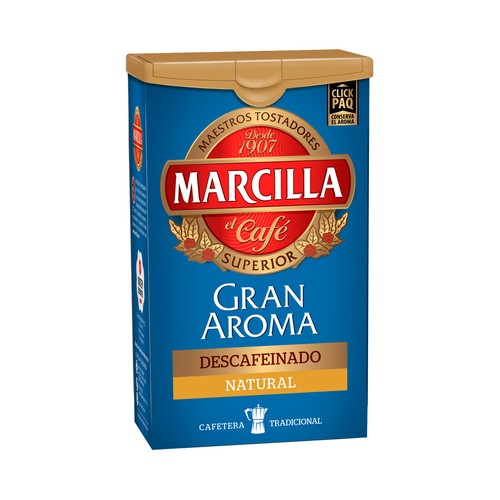 Café molido descafeinado de tueste natural MARCILLA 200 gr,
