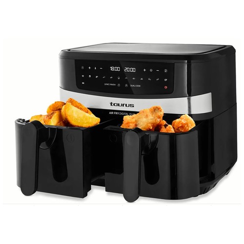 Freidora de aire con 2 cestillos, 9L, 2600W, TAURUS Air Fry Digital Duo.