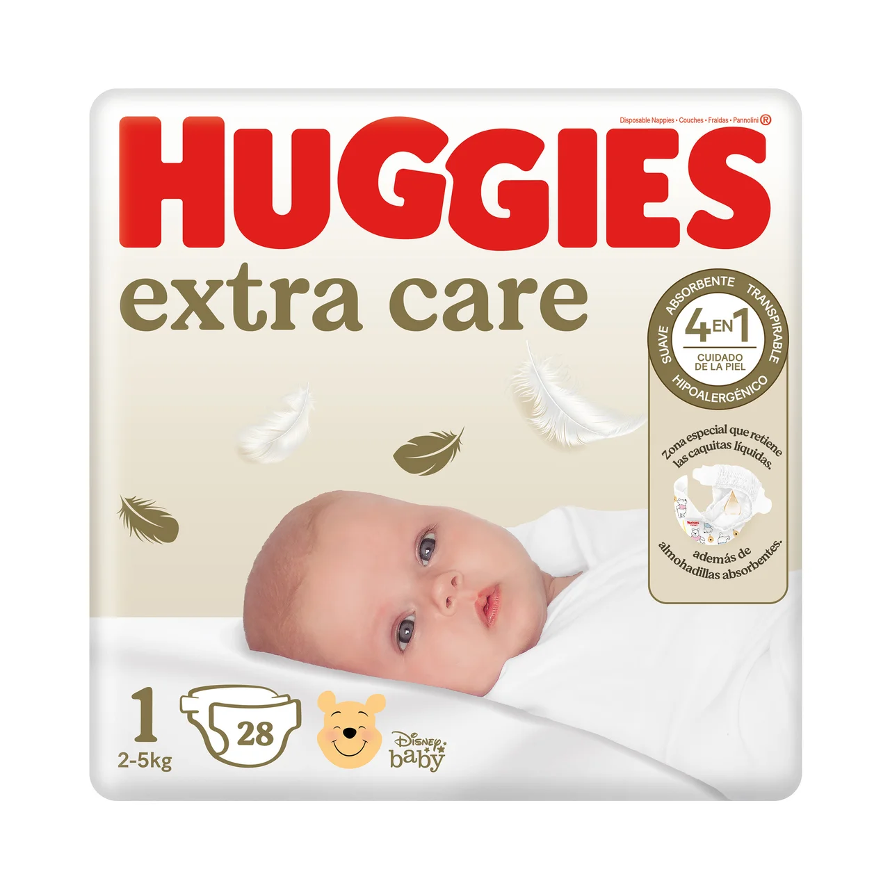 Extra care Pañales talla 1 (2-5 kg) 28 uds.