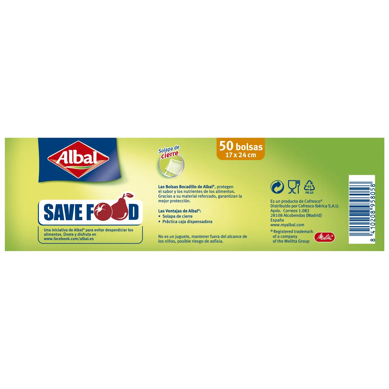 ALBAL Bolsas para bocadillo ALBAL 50 uds.