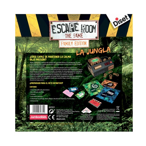 Juego de mesa de lógica y deducción Escape Room Family Edition La jungla, de 3 a jugadores, DISET.