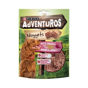 ADVENTUROS Snacks para perros con aroma a jabalí, ricos en carnes y bajos en grasas ADVENTUROS paquete 90 g.