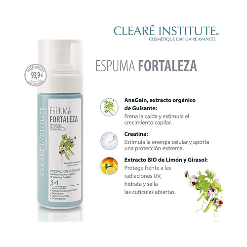 CLEARÉ INSTITUTE Espuma fortificante con extracto de guisante orgánico y Creatina CLEARÉ INSTITUTE 150 ml.