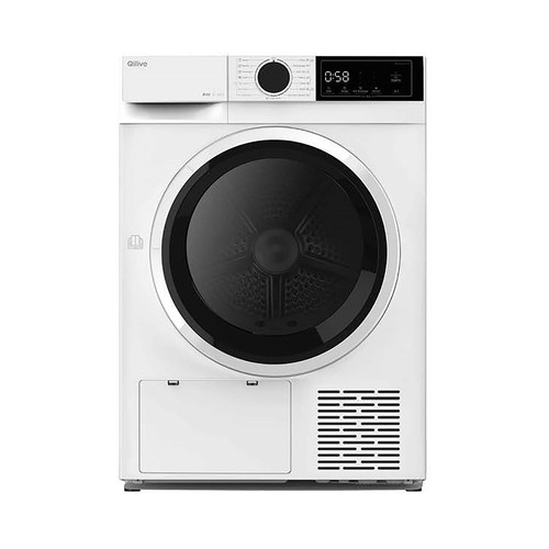 Secadora por condensación con bomba de calor 8KG QILIVE Q6273, capacidad de secado: 8KG, clasificación energética: D, H: 84,5cm, A: 60cm, F: 59,5cm.
