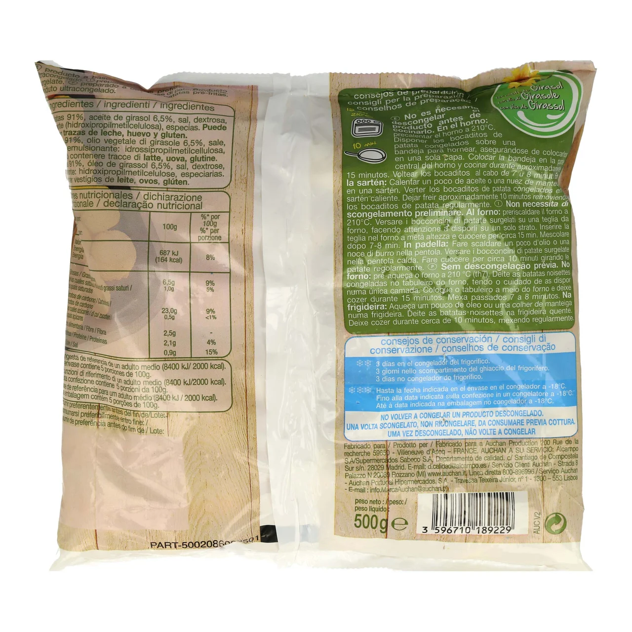 AUCHAN Bocaditos de patata ultracongelados 500 g. Producto Alcampo