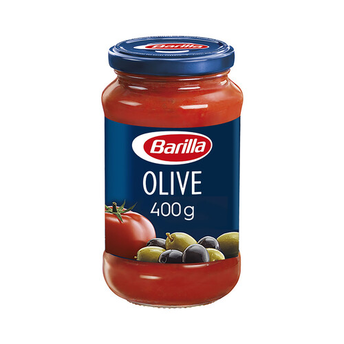 BARILLA Salsa Olive con base de tomate y aceitunas sin gluten 400 g.