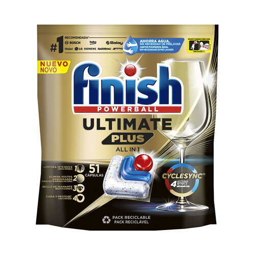 FINISH Ultra plus Detergente lavavajillas a máquina en cápsulas 51 uds. 730 gr.
