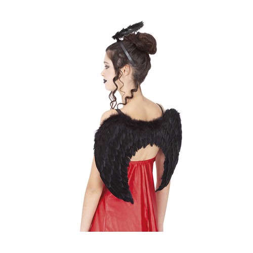 Set de ángel negro con alas y diadema. RUBIES