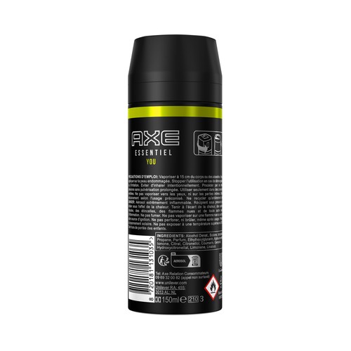 AXE Essential you Desodorante en spray para hombre con protección antitranspirante hasta 24 horas 150 ml.