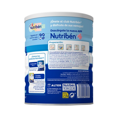 NUTRIBÉN Natal pro Leche (1) de inicio para recién nacido a partir del primer día 800 g.