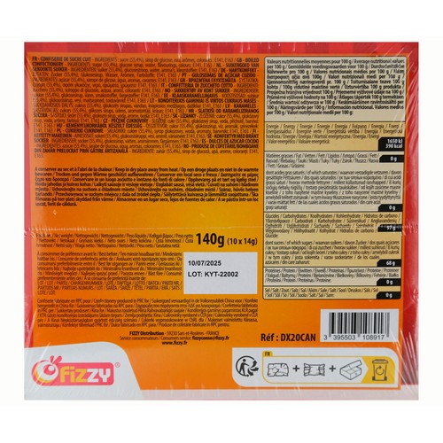 FIZZY Caramelos bastoncitos merry canes 140 gr.