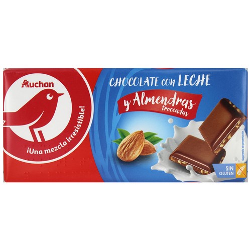 Tableta de chocolate con leche y almendras troceadas PRODUCTO ALCAMPO 150 g.