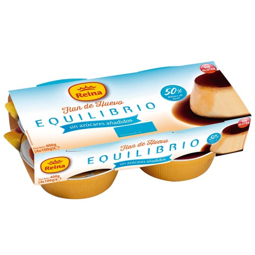 REINA Flan de huevo sin azúcares añadidos REINA 4 x 100 g.