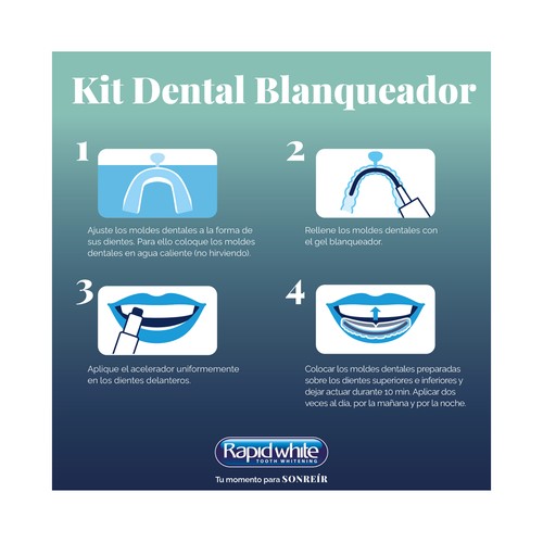 RAPID WHITE Kit dental con tecnología blanqueadora de efecto inmediato.