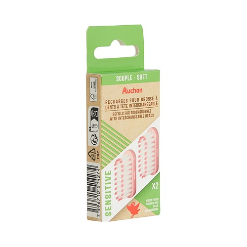 PRODUCTO ALCAMPO Sensitive Recambios de cepillo de dientes con cabezal con filamentos suaves 2 uds.