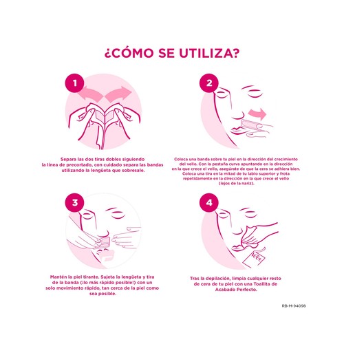 VEET Bandas de cera depilatoria facial para pieles sensibles VEET Pure 40 uds.