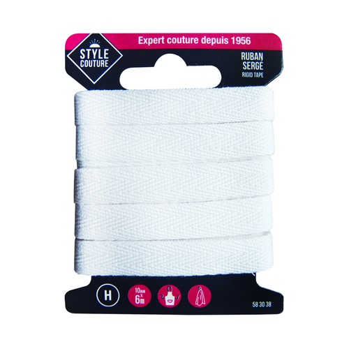 Cinta blanca rígida, 10mm x 6m, STYLE.