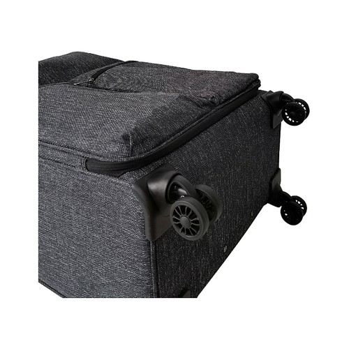 Maleta mediana tipo trolley flexible de 65 cm, 8 ruedas, color negro, ALCAMPO.
