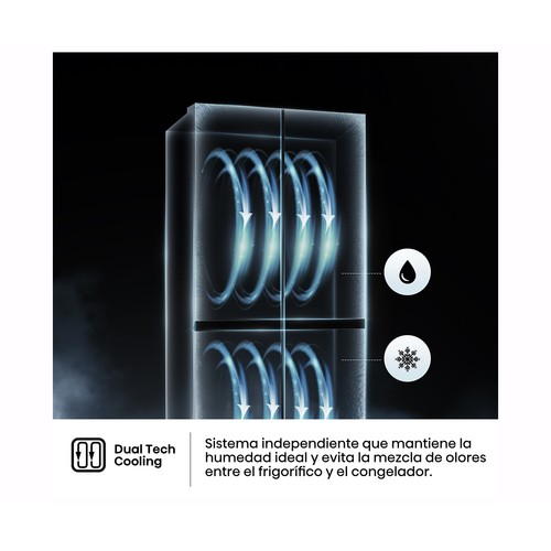 Frigorífico americano 178,5cm HISENSE MQ79470IE INOX, no frost, clasificación energética: E, H: 178,5cm A: 79,4cm, F: 69,8cm, capacidad total: 483L.