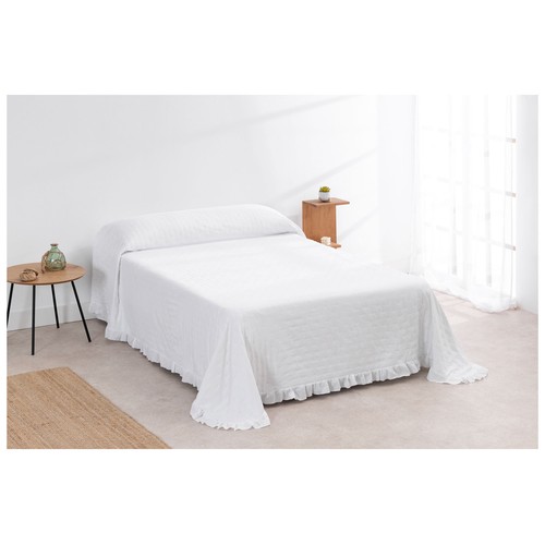 Colcha 90cm bouti volante, color blanco. EXPORTTRADING