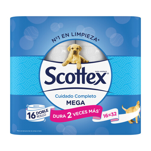 SCOTTEX Papel higiénico Megarollo con toque de algodòn SCOTTEX 16 uds