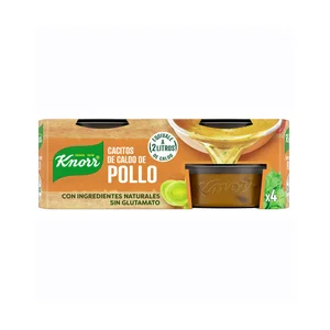 KNORR Cacitos de caldo de pollo, con ingredientes naturales, sin glutamato 4 uds. 28 g.
