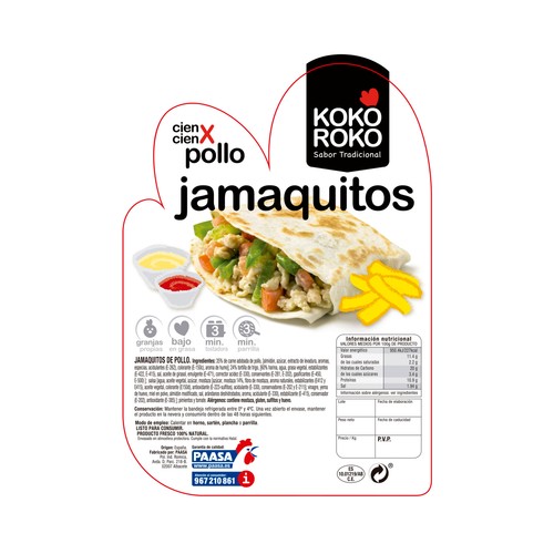 PLAYA ODIEL Jamaquitos rellenos de pollo KOKOROKO 500 g.
