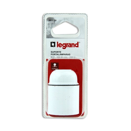 Portalámparas para casquillo E27 (grueso), de color blanco y para bombillas de 100W máximo LEGRAND.