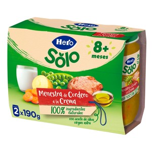 Imagen de HERO Solo Tarrito de menestra de cordero a la crema (textura con trocitos), a partir de 8 meses 2 x 190 g.