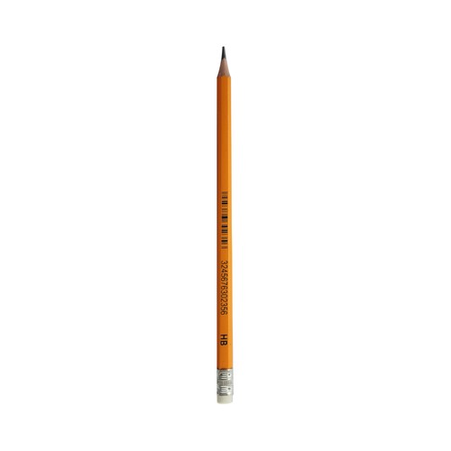 Lápiz de grafito HB con goma para borrar, PRODUCTO ECONÓMICO ALCAMPO.