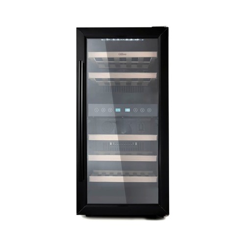 Vinoteca QILIVE Q-6333 24 botellas, 2 zonas de frío, Clasificación energética F,  entre 5-18º, H: 85cm, A: 40cm, F: 60cm.