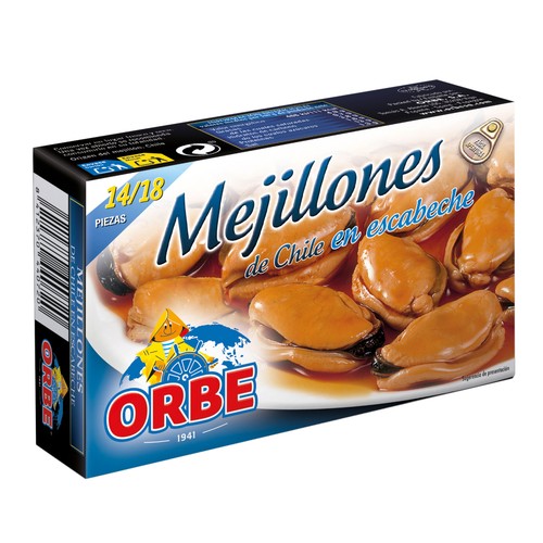 ORBE Mejillones en escabeche 14/18 piezas, 69g.