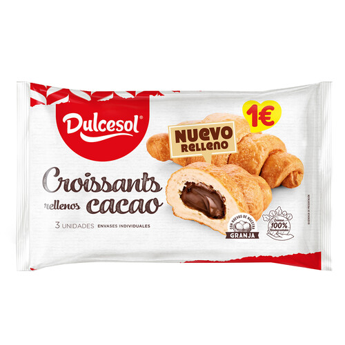 DULCESOL Croissant relleno de crema de cacao y avellanas DULCESOL 135 gramos