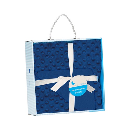 Manta burbuja color azul oscuro de 80x110cm, INTERBABY.